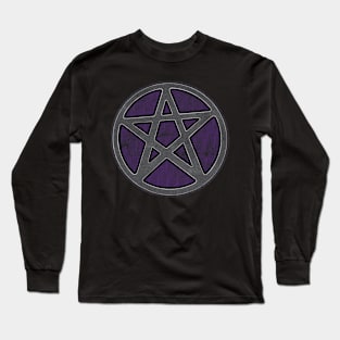 Purple And Grey Stone Effect Pentagram Long Sleeve T-Shirt